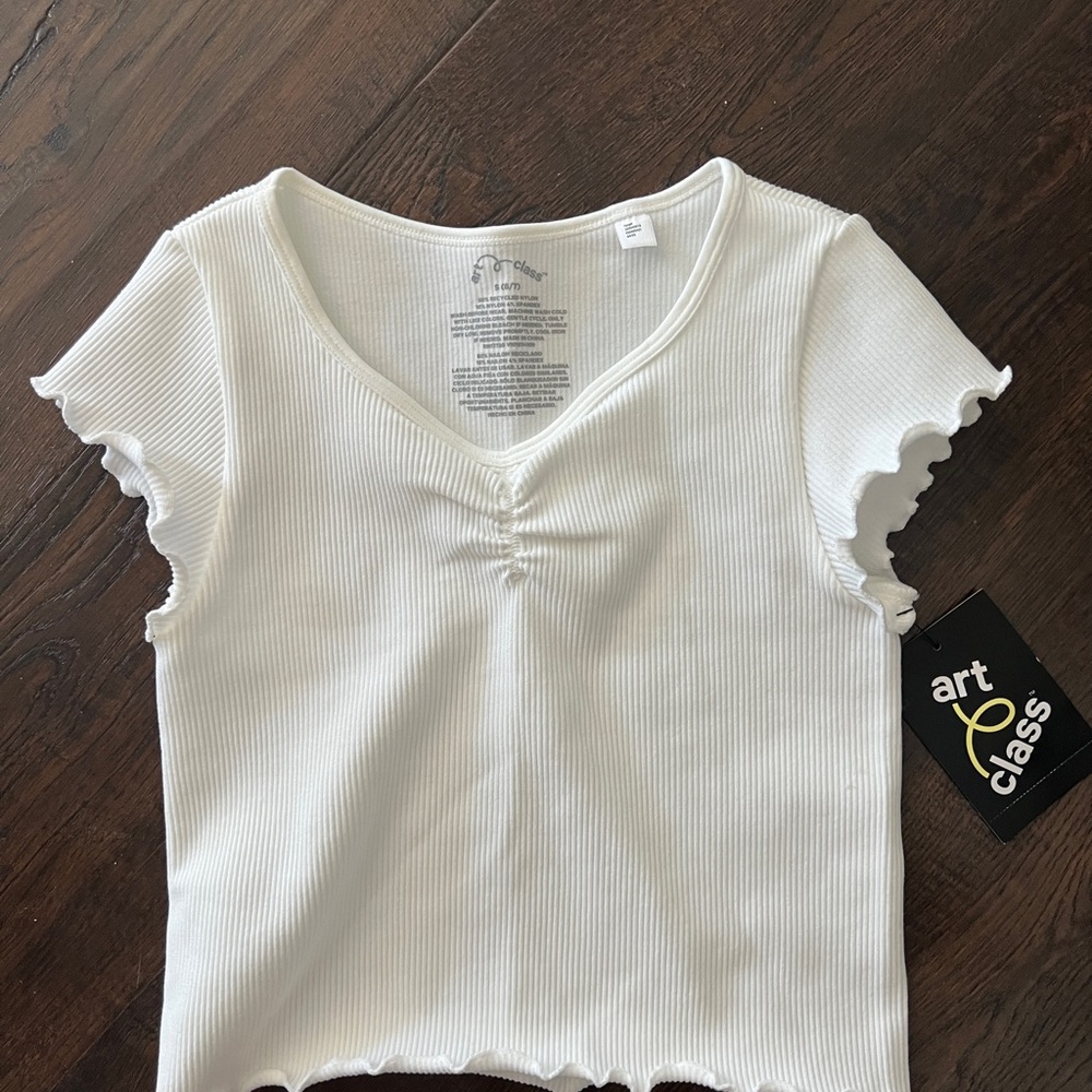 Art Class White Ribbed Crop Top
